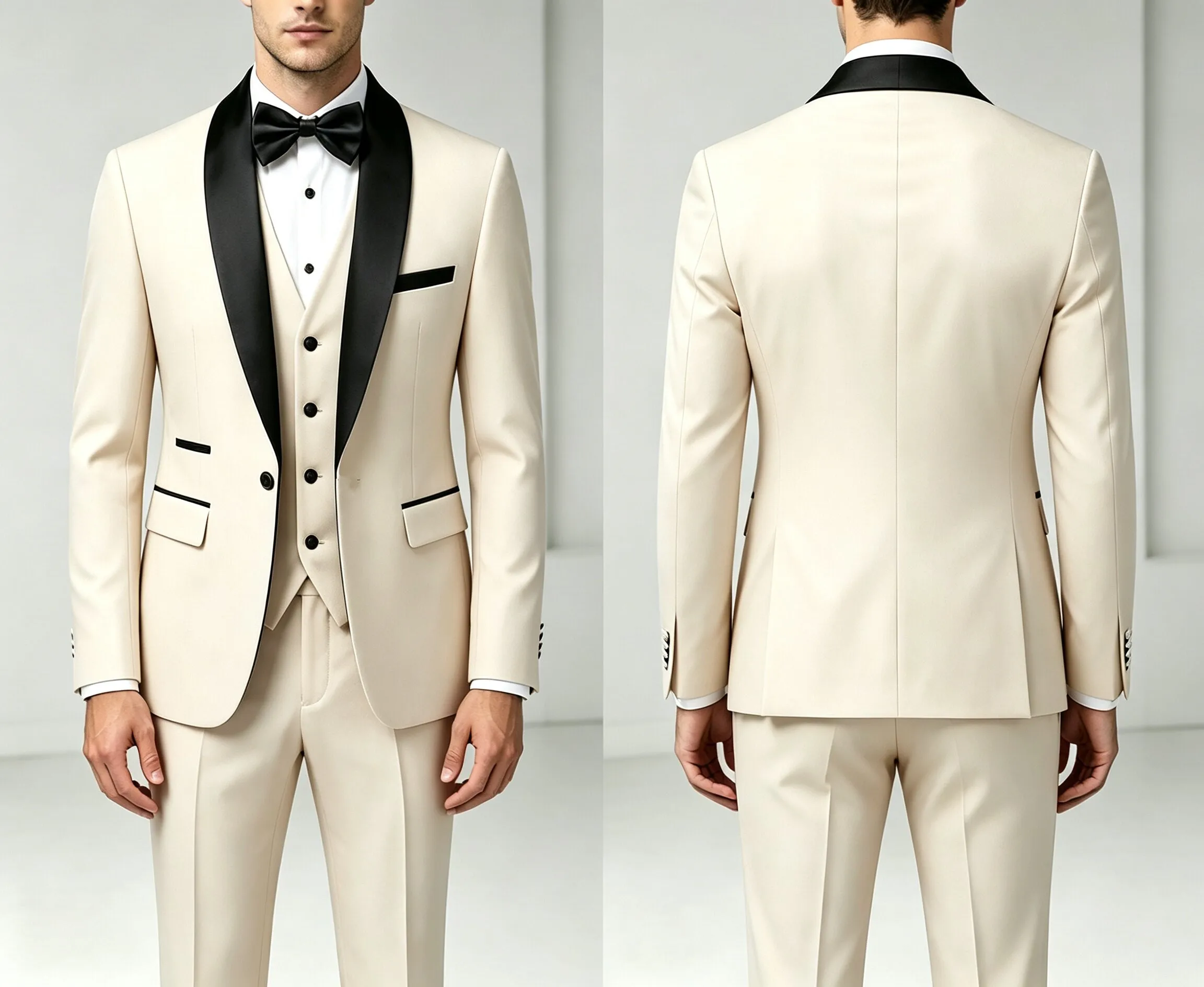Traje de 3 Piezas para Hombre con Chaleco y Pantalones Largos, Corte Simple, Estilo Chal, para Bodas, Banquetes, Fiestas y Eventos de Negocios