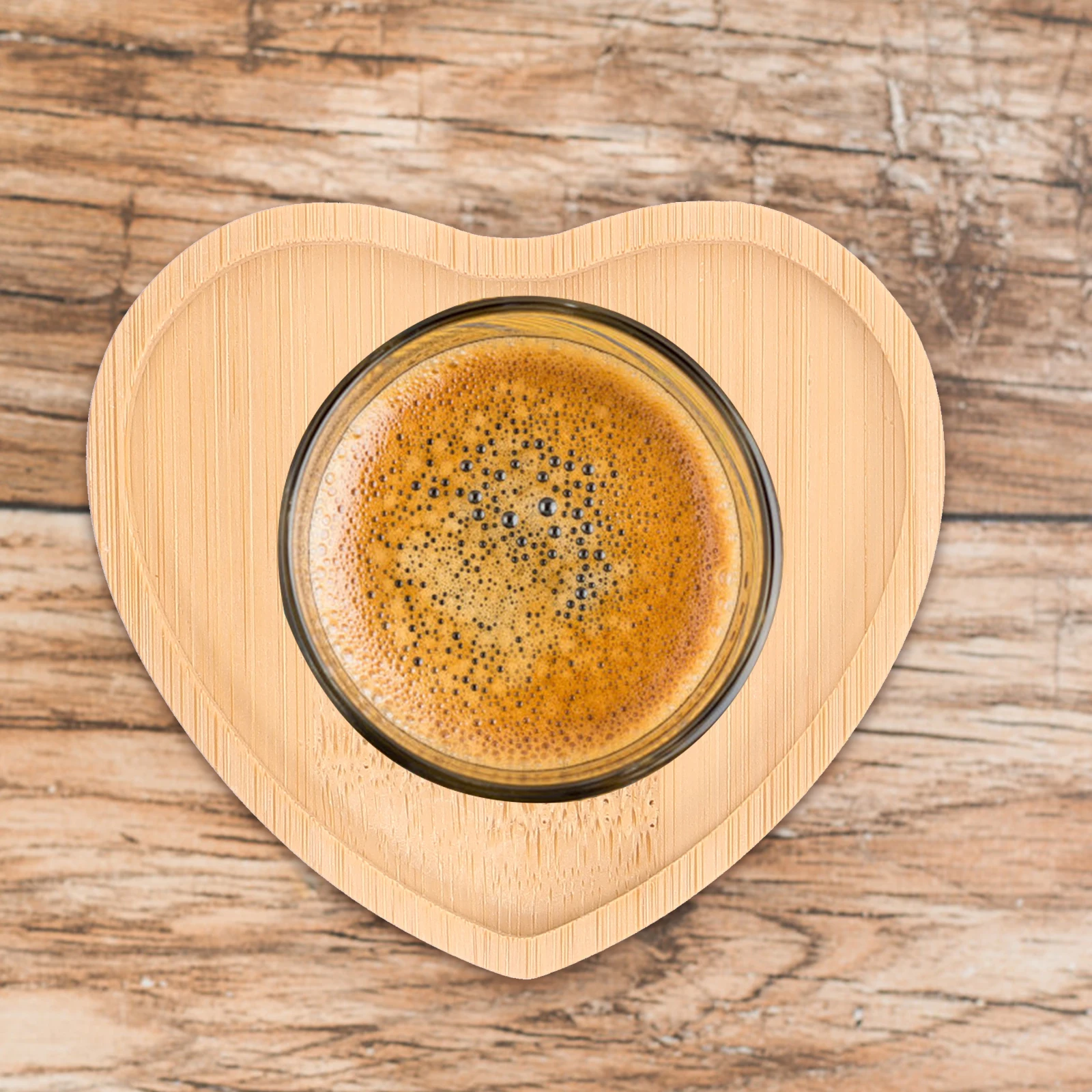 

4Pcs Stylish Heart Shaped Wood Coasters High-End Bamboo Cup Pads for Hot Drinks Table Safety Home Decor Gift Coasters