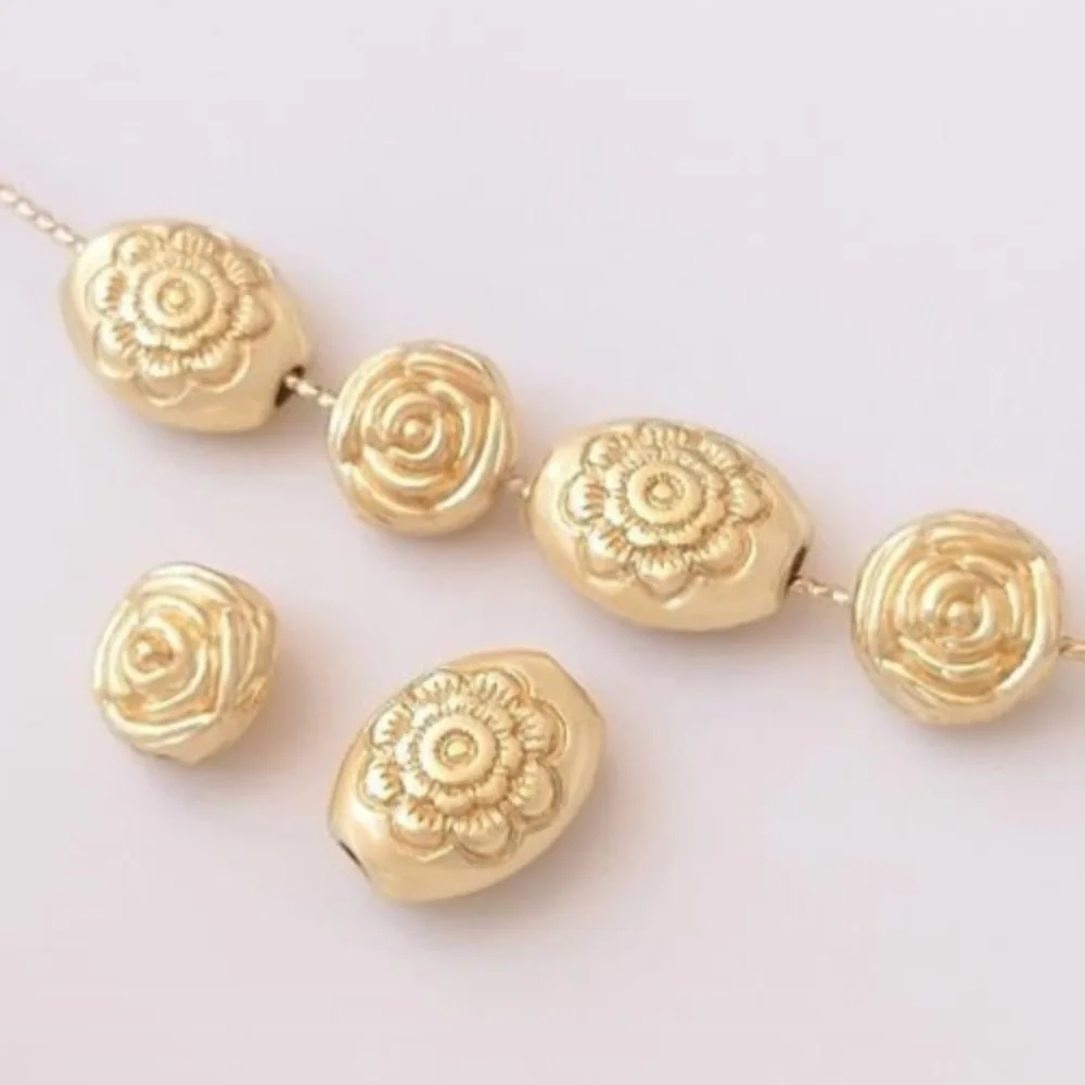 

Медная бусина 14-каратного золота, розовая свободная бусина, двухсторонняя овальная бусина с гравировкой, разделение, сделай сам, аксессуары для браслетов ручной работы