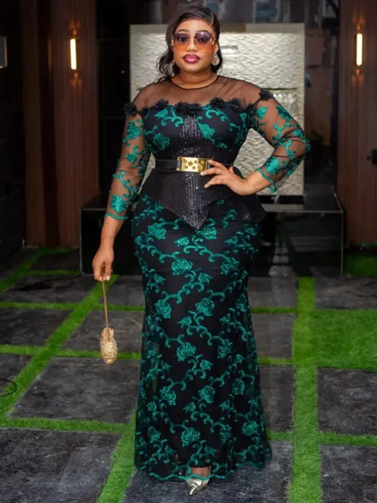 여성용 파티 이브닝 드레스, 다시키 스팽글 맥시 로브, 터키 아프리카 의류, 생일 파티, 프롬, 웨딩 가운, 여성용 롱 드레스