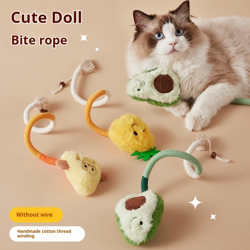 Cat Toys Biting Rope Teasing Cat Sticks Teething Sticks Are Resistant To Biting and Relieve Boredom Pet Chewing Toys