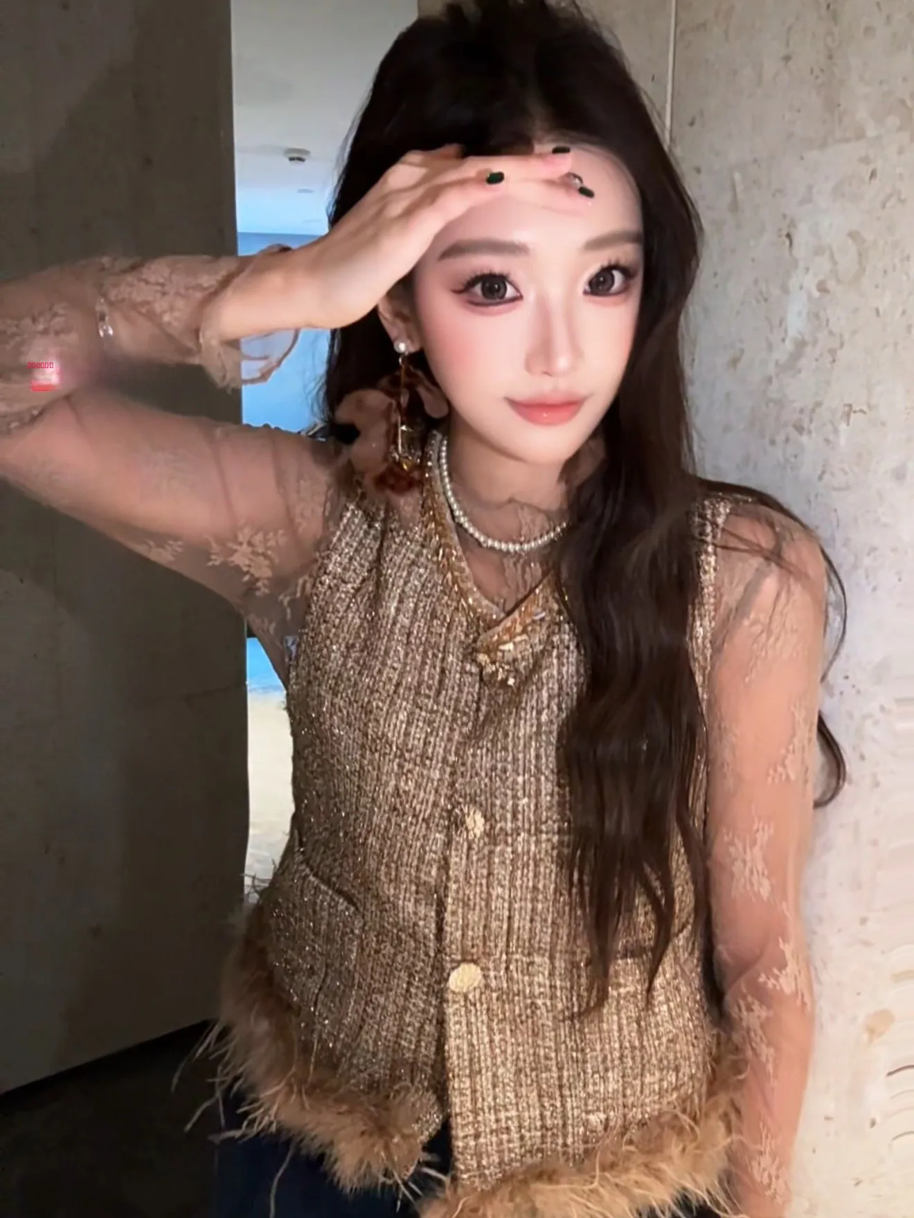 

Faionable iny Frayed Vest Women's Sli Age-defng Trendy ort Polyester Warm Casual round Ne Single Button Cl...