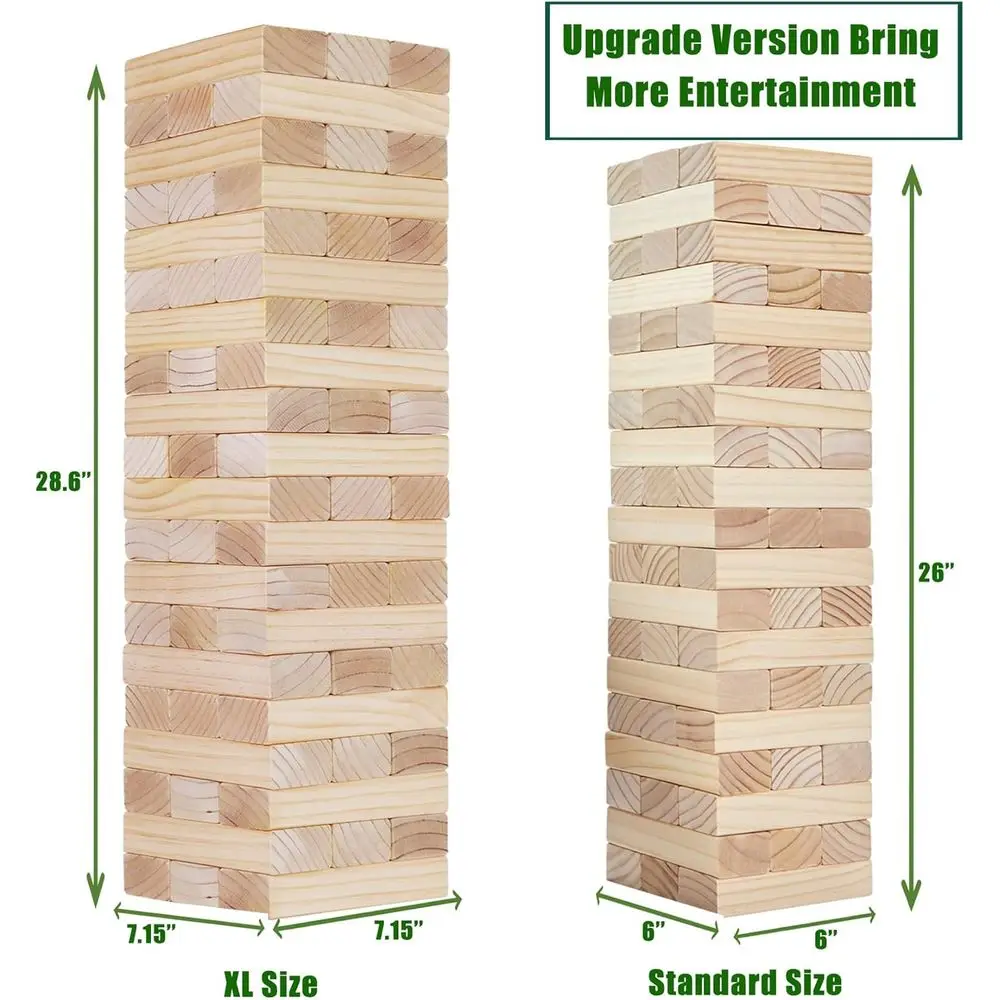 Gigantyczna gra w układanie klocków: Zabawa na świeżym powietrzu dla rodzin i przyjęć, wysokość ponad 1,5 metra