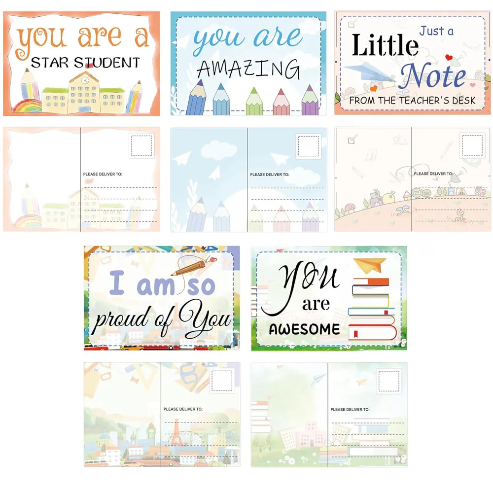 Teacher Mail Postcards for Students You are Awesome Cards 4x6inch Cute Pencil Teacher Notes Positive Cards to Home Parents 50Pcs