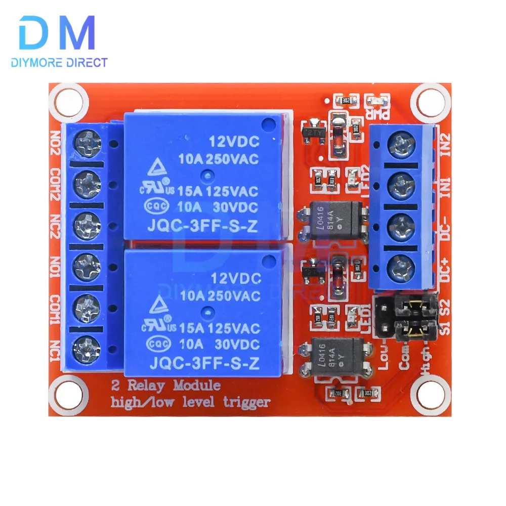 2 Channel 12V Relay Module Board Shield With Optocoupler Support High and Low Level Trigger for Arduino Electronic DIY