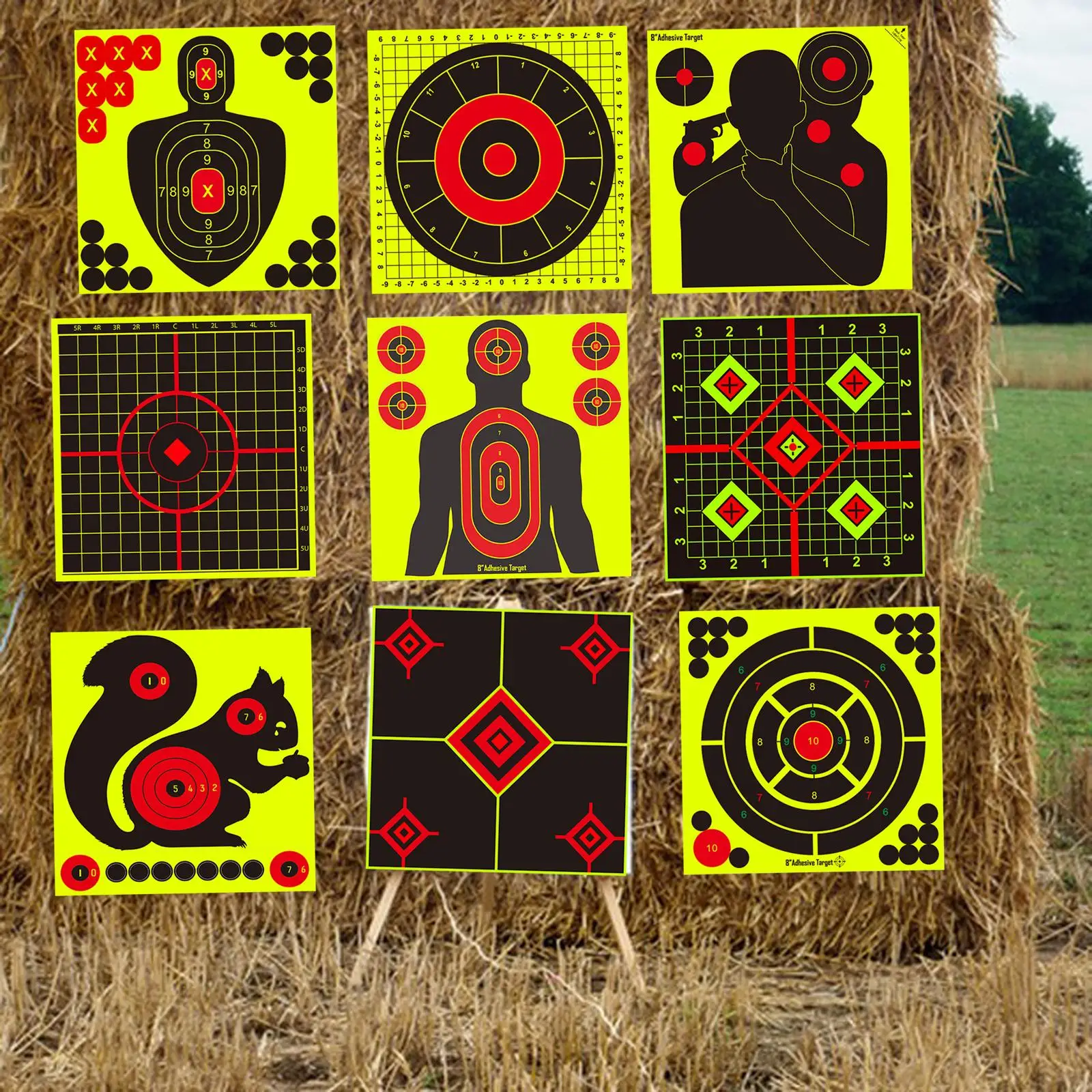 

10x Splatter Paper Targets, Target Accessories 8 inch Supplies Bright Splatter Paper Targets Target Stickers for Indoor