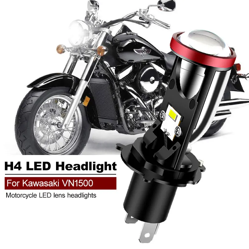 1PCS FOR Kawasaki VN1500 25W 6000K White Motorcycle Accessories H4 LED Lens Headlight CANbus High Low Beam HS1 MOTO Lamp