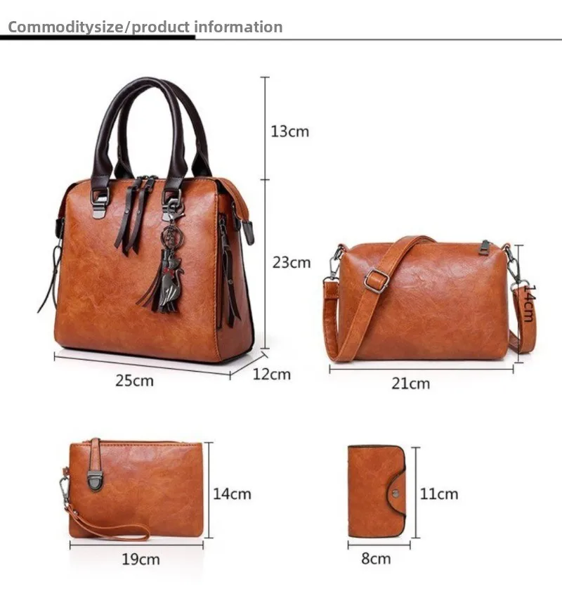 Damen-Handtaschen-Set 2026 aus PU-Leder, 4-teilig, Designer-Handtasche, Umhängetasche, Pendler-Tasche mit großer Kapazität – Detail 4