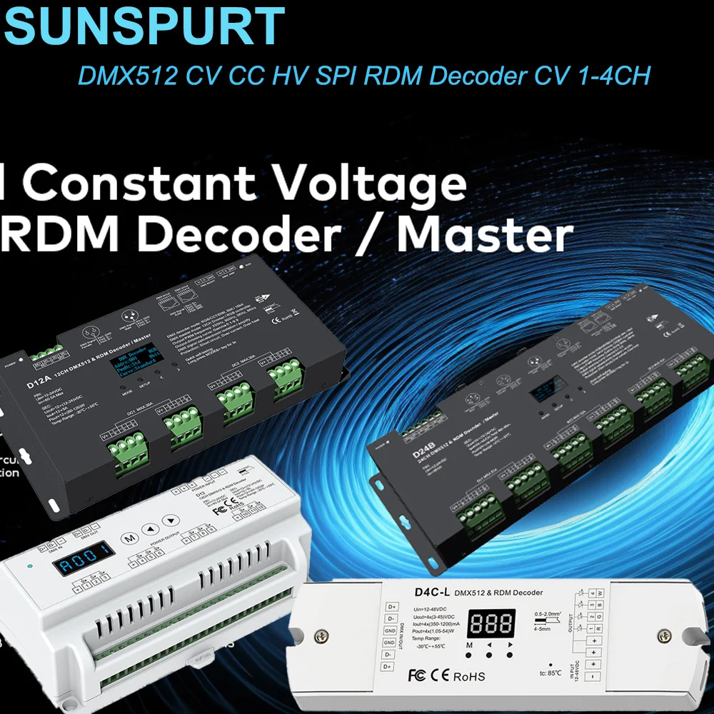 10 Skydance S3-DX 3CH*1.5A S4-DX 4CH*2A High Voltage 110V 220V AC LED Strip DMX Decoder with RF 3CH RDM Controller XLR3 and RJ45