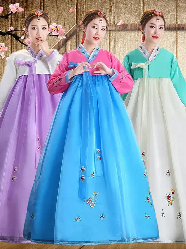 Vestido de casamento tradicional chinês feminino, vestido hanbok, antigo robe do palácio, decote em v, performance nacional, estilo asiático, roupas