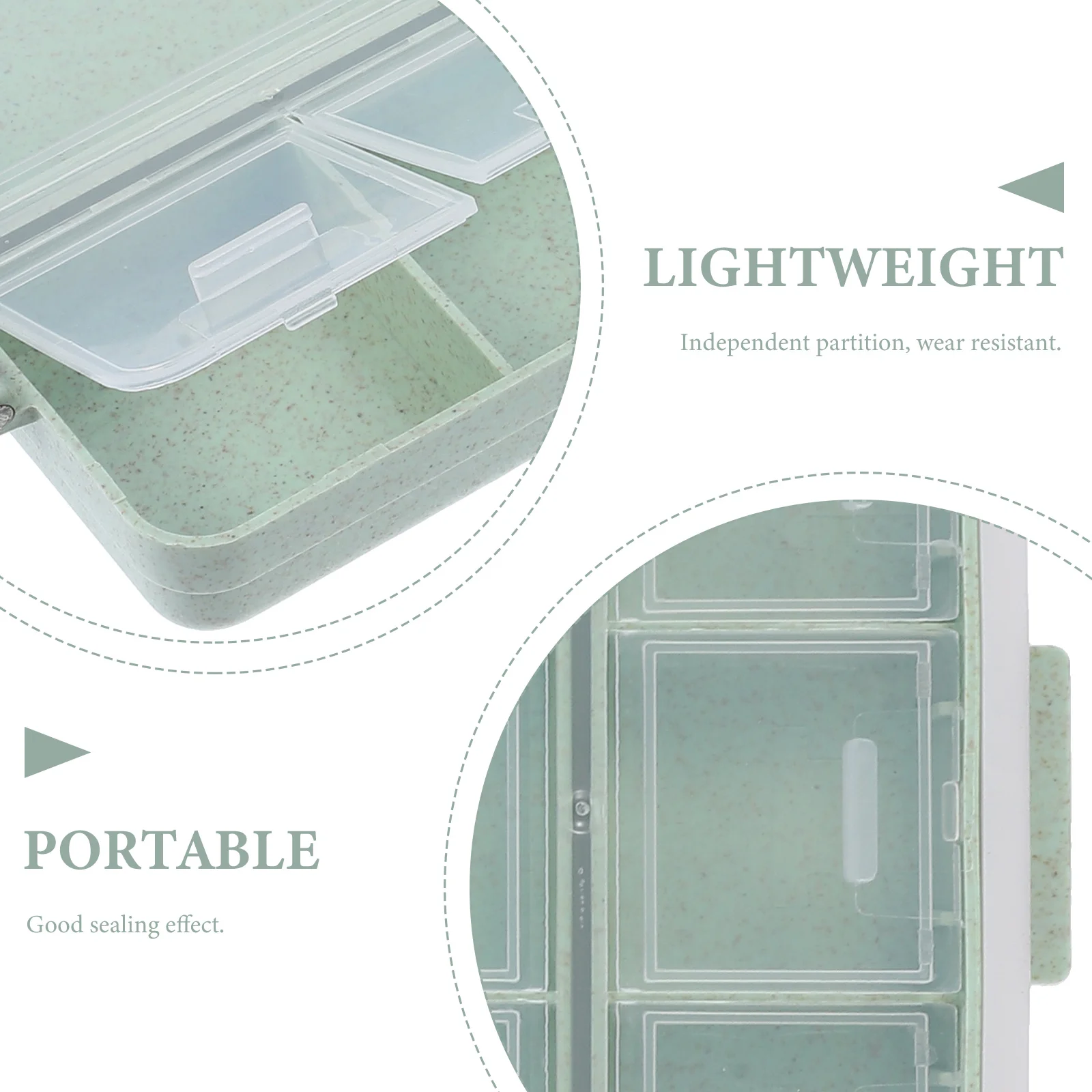 حافظة طبية مدمجة متعددة الشبكات منظم حبوب الدواء محمول للاستخدام اليومي قابل للفصل مادة قش القمح Pp مقاومة للاهتراء وخفيفة الوزن #4