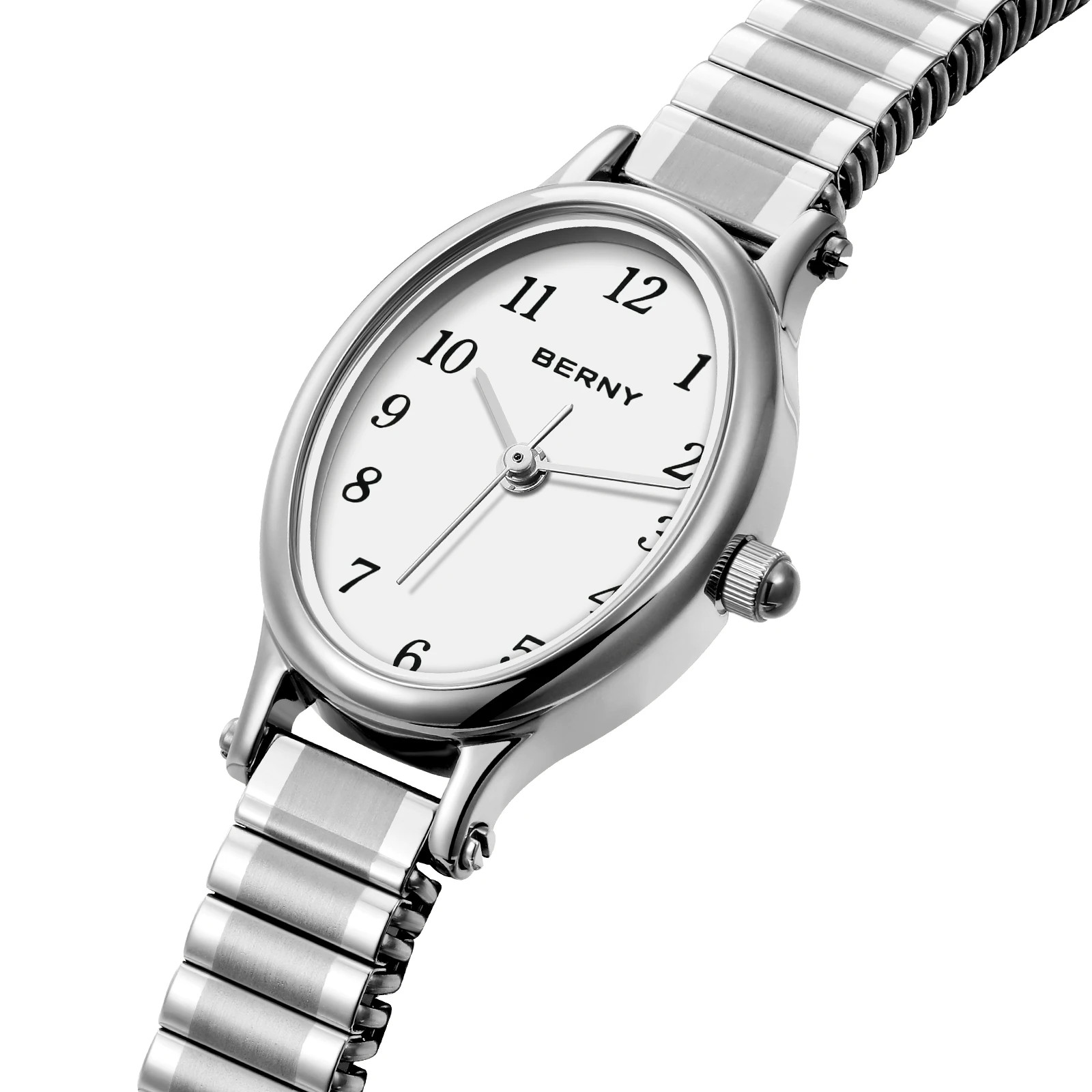 BERNY Women's Watches Luxury Casual Elastic Strap Dress Ladies Watch Stretch Bangle Stainless Steel Easy Read Wristwatch Gifts