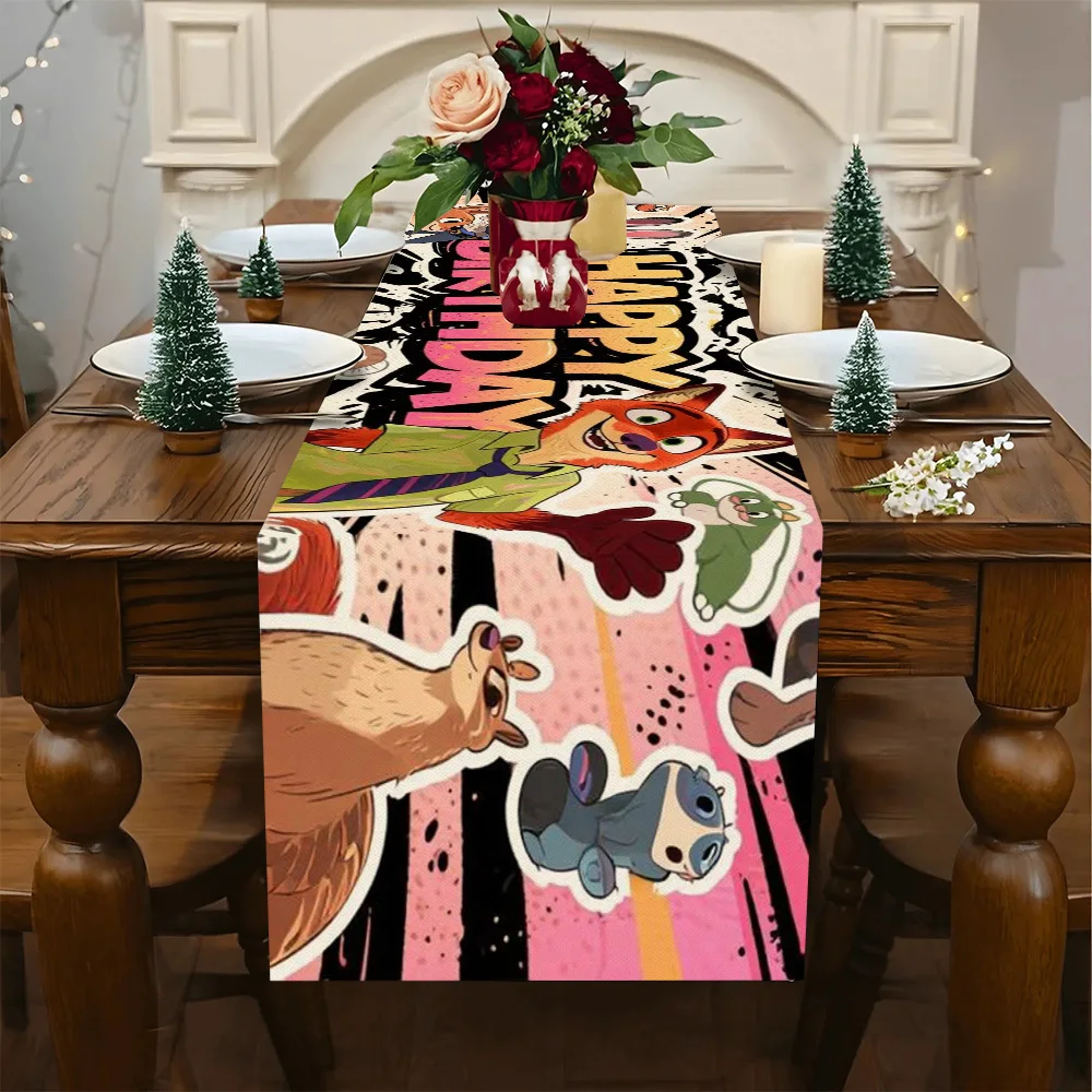 1 Piece Disney Zootopia Officer Judy Hopps and Nick the Fox Happy Birthday Themed Tablecloth, Suitable for Dining Tables, Family Gatherings, Home Decoration