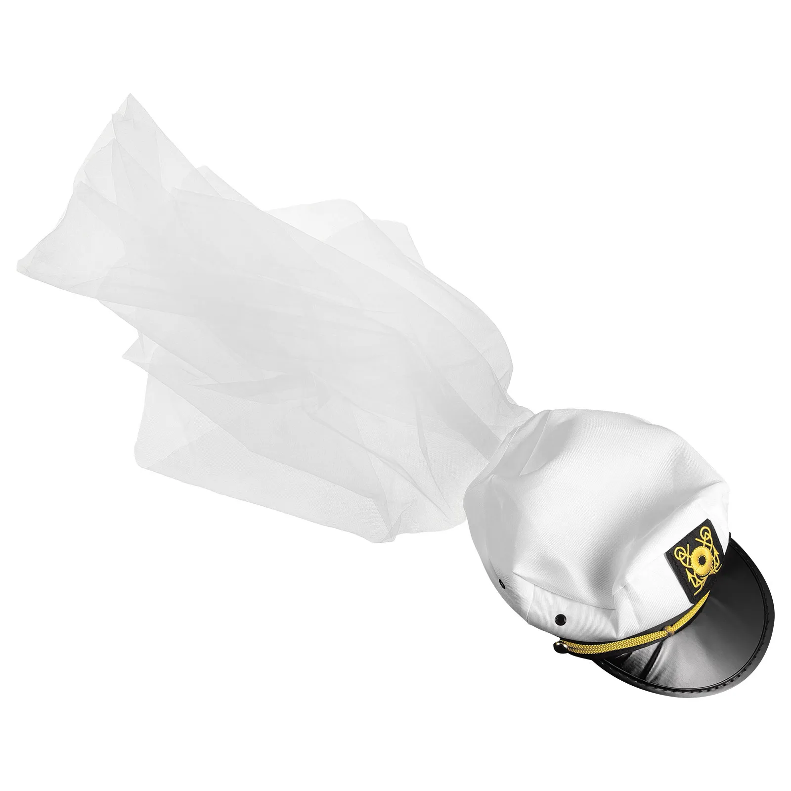 

Bridal Navy Hat Veil Wedding Headpiece Bride Sailor Hat Elegant Bridal Hair Accessory Bachelorette Party Decor