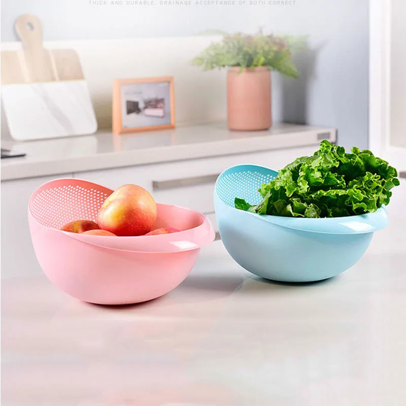 1PC Multifunctional Strainer With Rice Bowl Foy Plastic Washing Strainer  Sink Drain Basket Food Grade Kitchen Tools Supplies