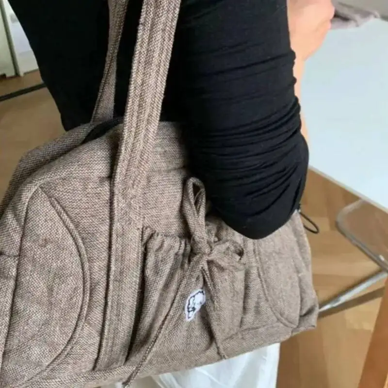 Korean Style Niche Design Plaid Tote Ladies Sweet Bow Large Capacity Shoulder Bag Women Casual Versatile Commute Handbag New