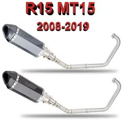 Motorcycle Exhaust Full System Modified Middle Link Connecting Pipe Slip On with Exhaust For YZF R15 MT15 MT-15 R15 2008-2019