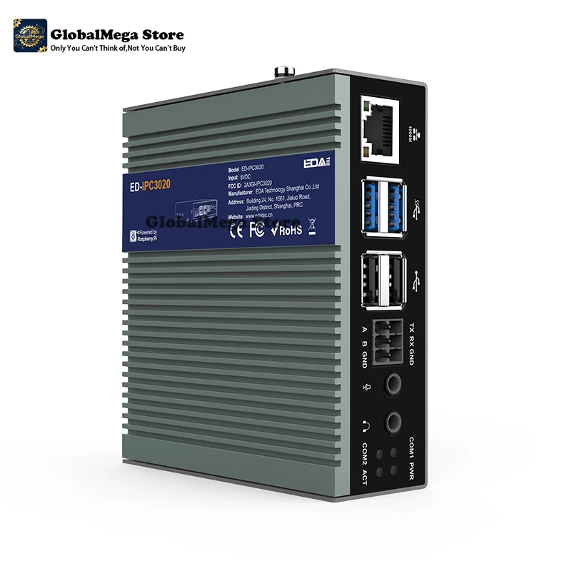 ED-IPC3020 High Performance Industrial Computer Based on Raspberry Pi5 Metal Case With High Efficiency Heat Dissipation