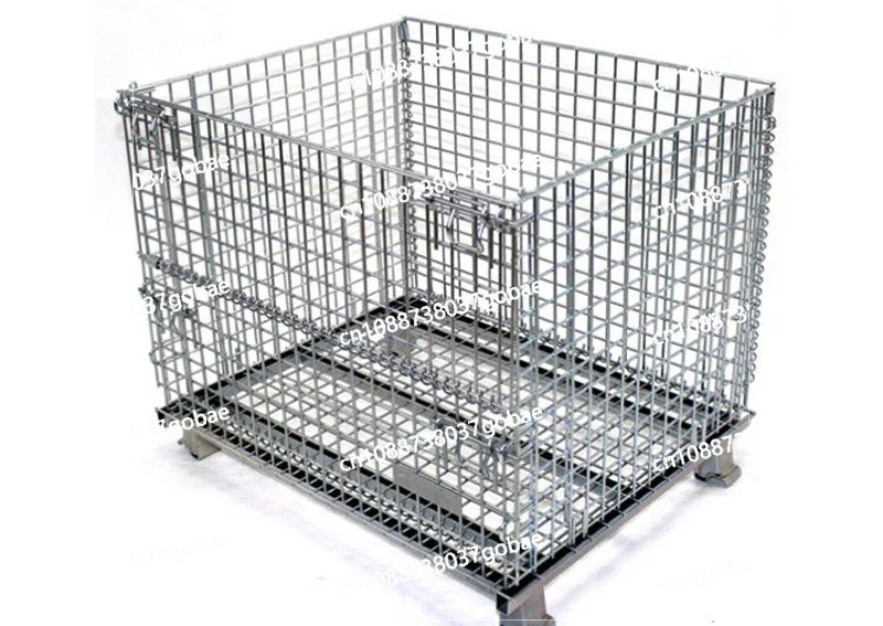 Folding Storage Cage, Metal Turnover Box Warehouse Iron Cage