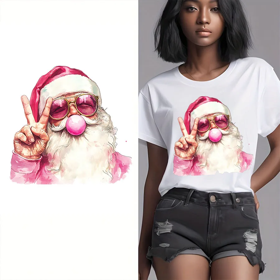 سانتا كلوز عيد الميلاد تهب فقاعات تي شيرت البلوز الملابس عيد الميلاد الديكور النساء الملابس موضة الجرافيك تي شيرت