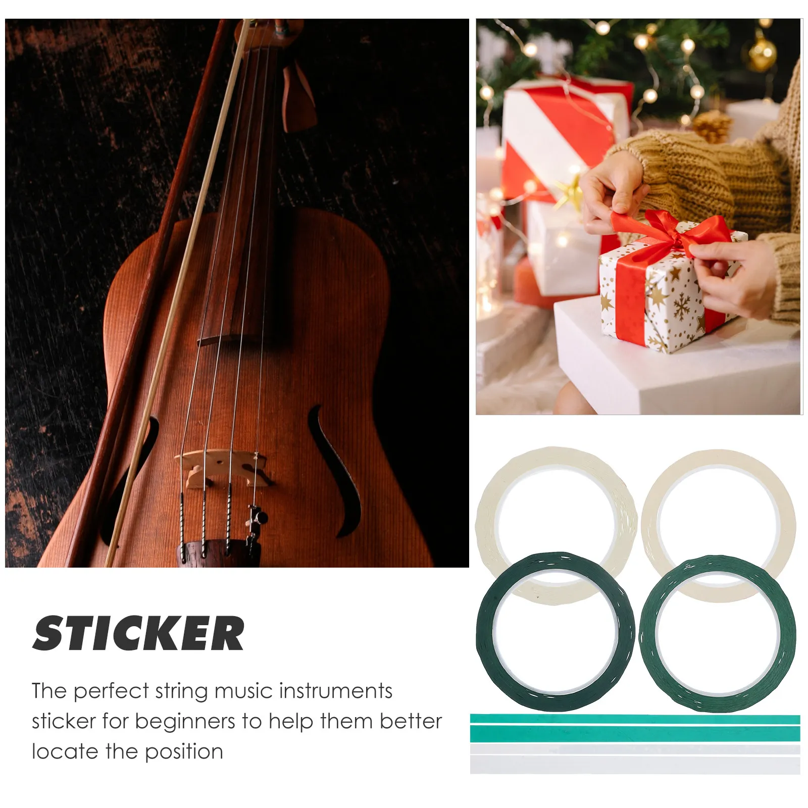 

4Pcs Violin Scale Stickers Beginner Learning Helper Finger Guide Tape for Violin Viola Cello Bass String Instruments Practice