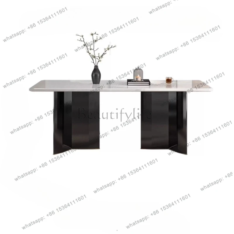 Kali ice jade natural luxury stone dining table Italian light luxury high-end home villa marble dining table