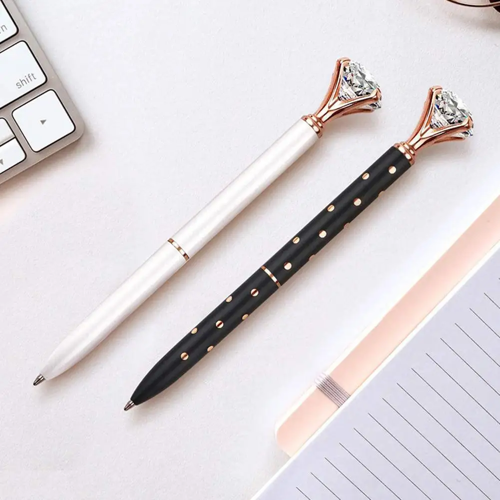 Large Diamond Crystal Pen Ballpoint Pen Student Stationery Office Business Gifts 1.0mm Metal Nib Rhinestone Pen Ball Point Pen