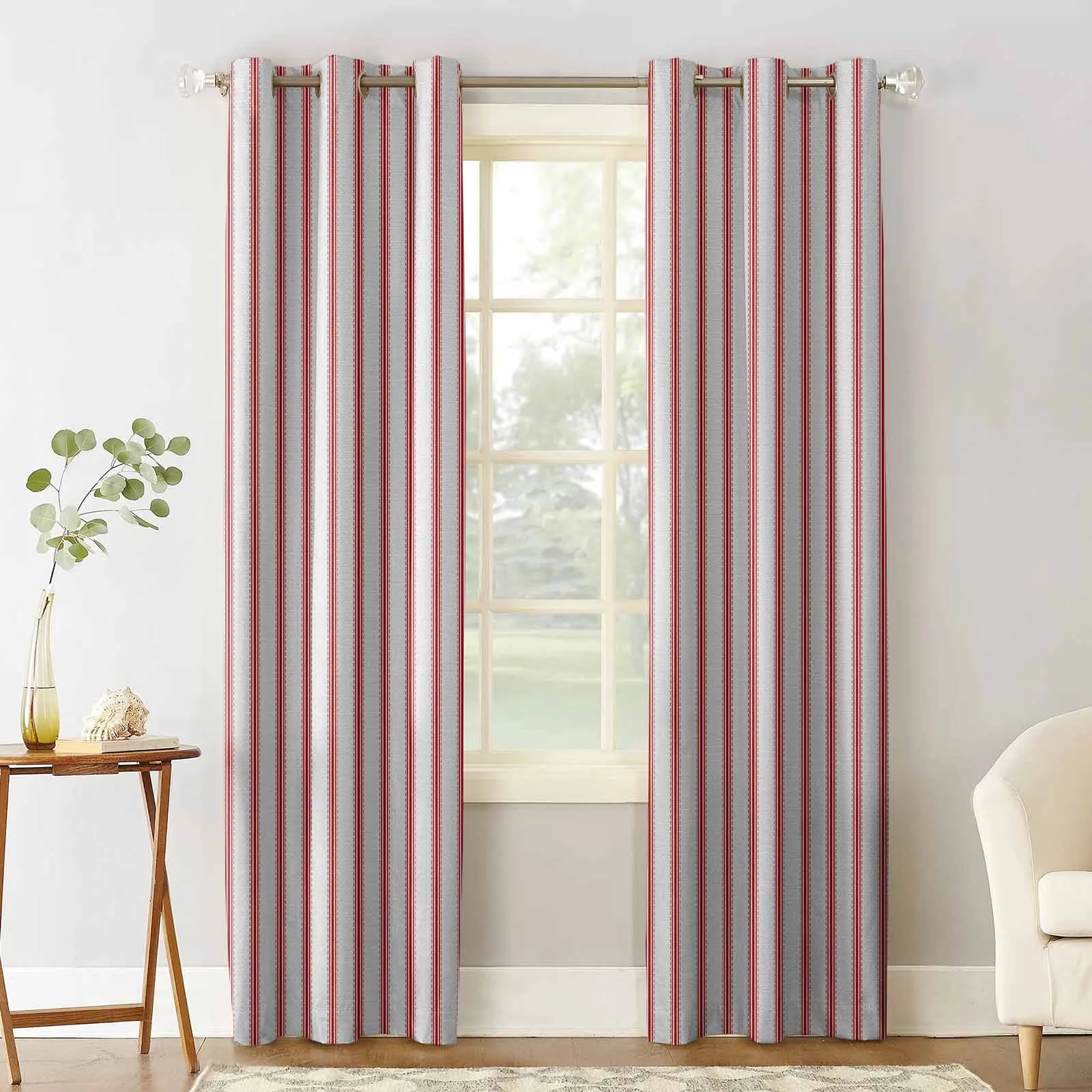 Striped Red Curtains For Living Room Kids Bedroom Window Curtain Balcony Hall Drape Long Cortinas