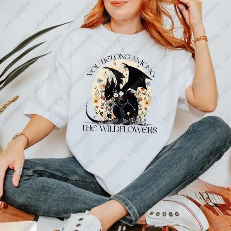 Abraxos Flower Men Women Tshirt Throne of Glass Fantasy Dragon Bookish Aesthetic Reader Tees Hipster Classics Cotton Tops Gifts