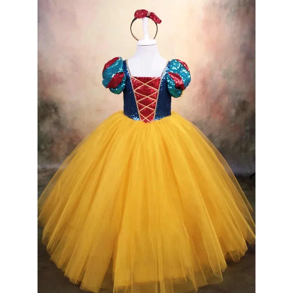 Bonito vestidos da menina crianças bebê vestido de princesa moda gola quadrada até o chão vestidos de baile festa presente natal cosplay traje