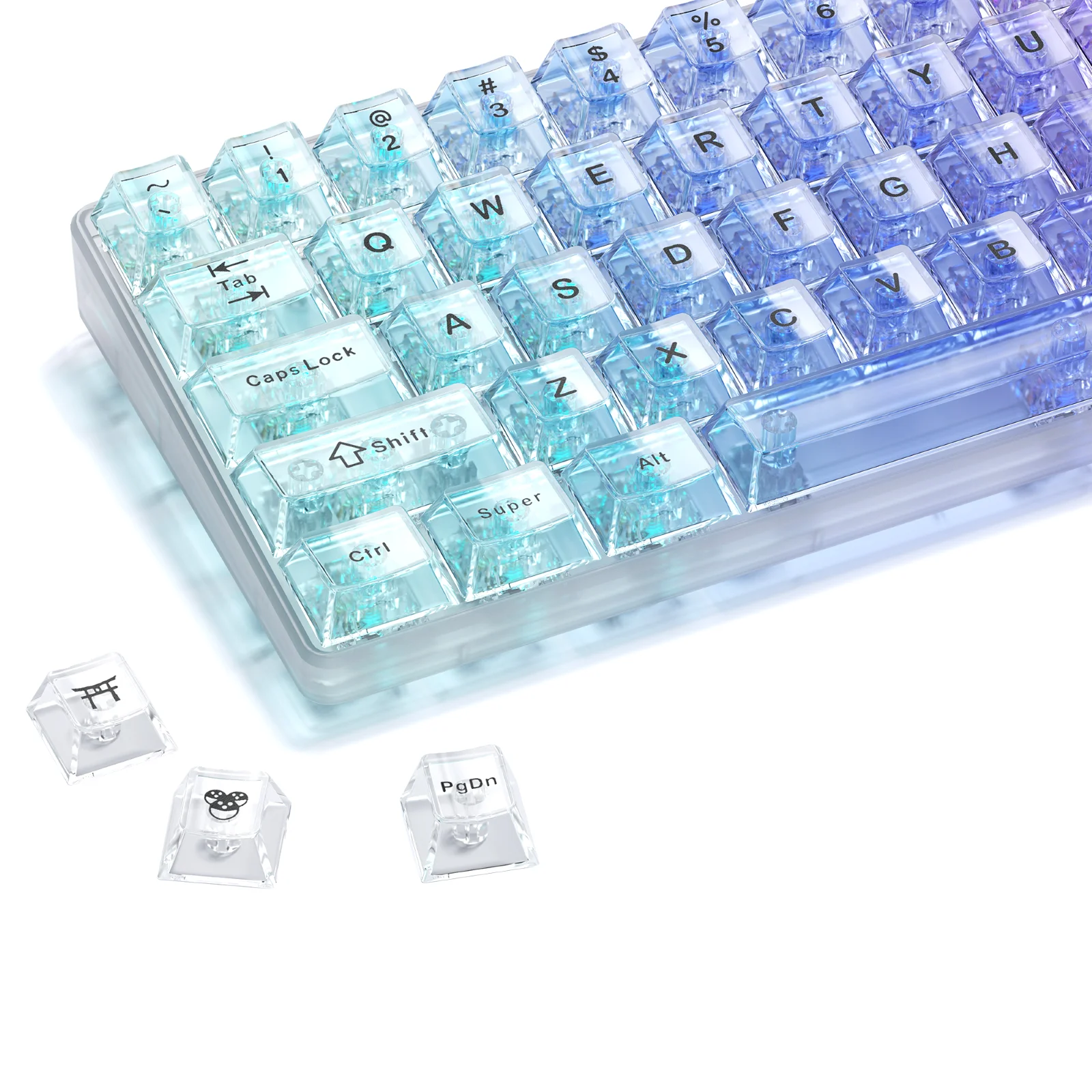 XVX Transparent Keycaps 124 Keys Clear Keycap Set PC Materia Cherry Profile Key Cap Set Purple/White/Black