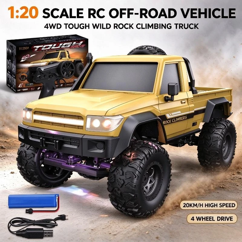 1/20 Scale E201 Rc Toy Car,Full Proportion 4Wd 20Km/h Rock Climber,Wild Offroad Vehicle For Kid Outdoor Adventure