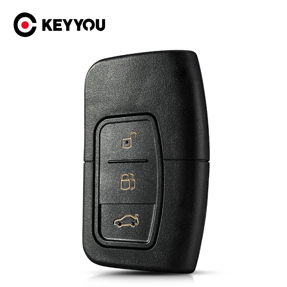 

KEYYOU Remote 3-кнопочный автомобильный чехол для смарт-ключа для Ford C-Max Focus MK2 Kuga Mondeo Galaxy с небольшим ключом, замена без ключа