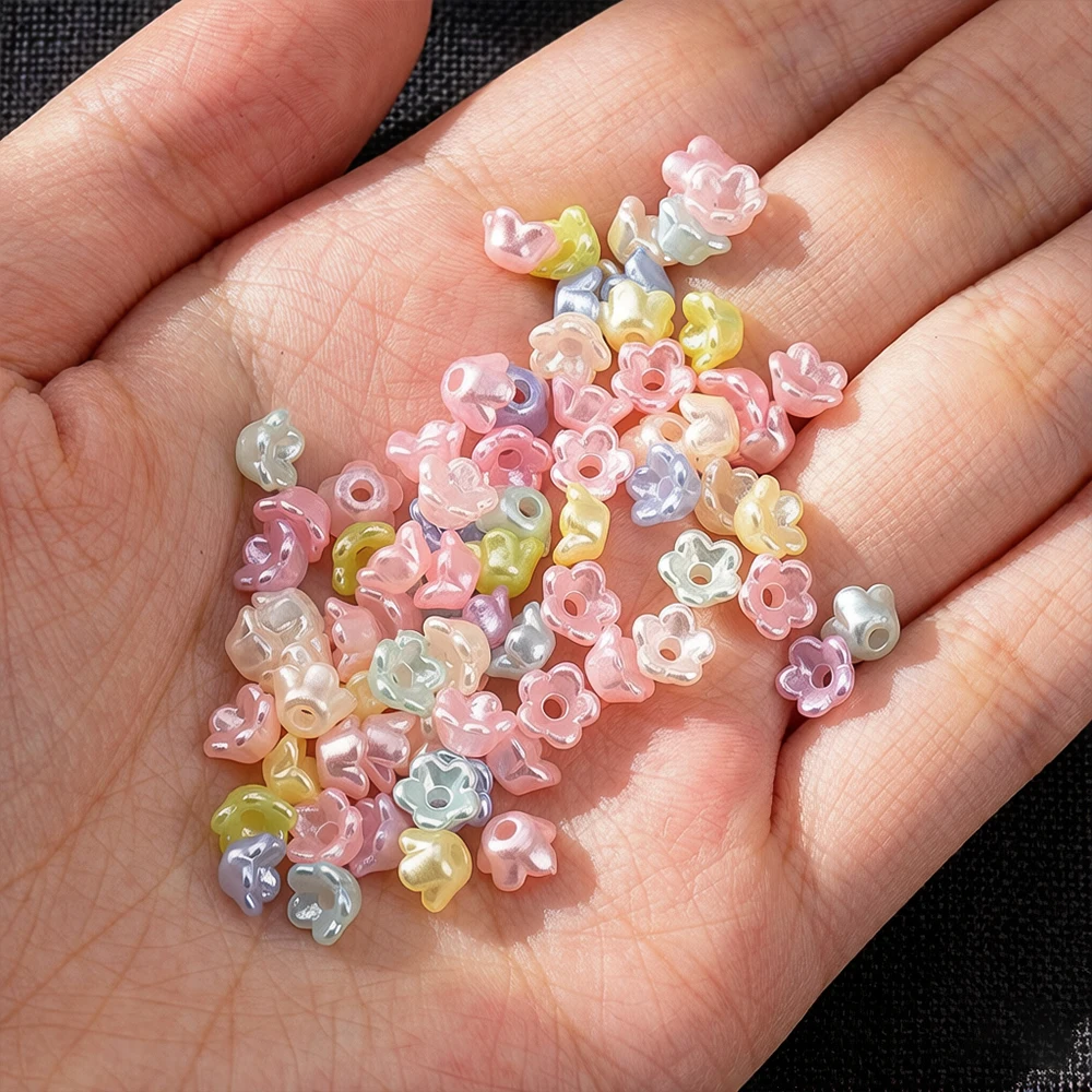 220pcs/lot 5.7x6mm Acrylic Five Petal Flower Beads For DIY Jewelry Necklaces Bracelets Earrings Making Accessories Wholesale