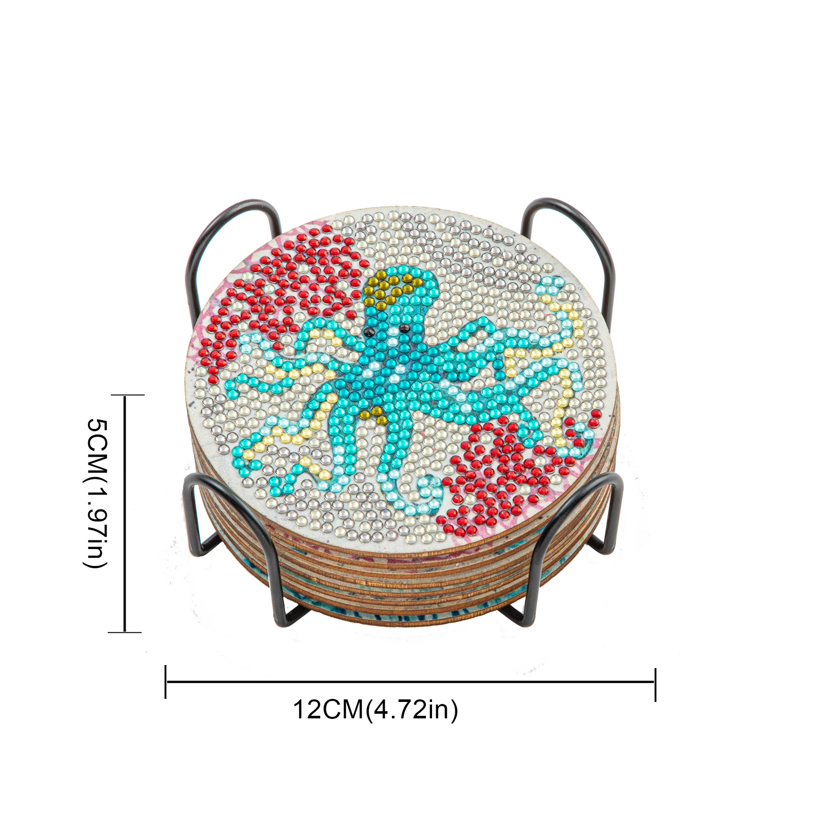 GATYZTORY 8Pcs DIY Diamond Painting Coaster Reusable Spot Drill Coaster Creative with Holder for Tabletop Accessories