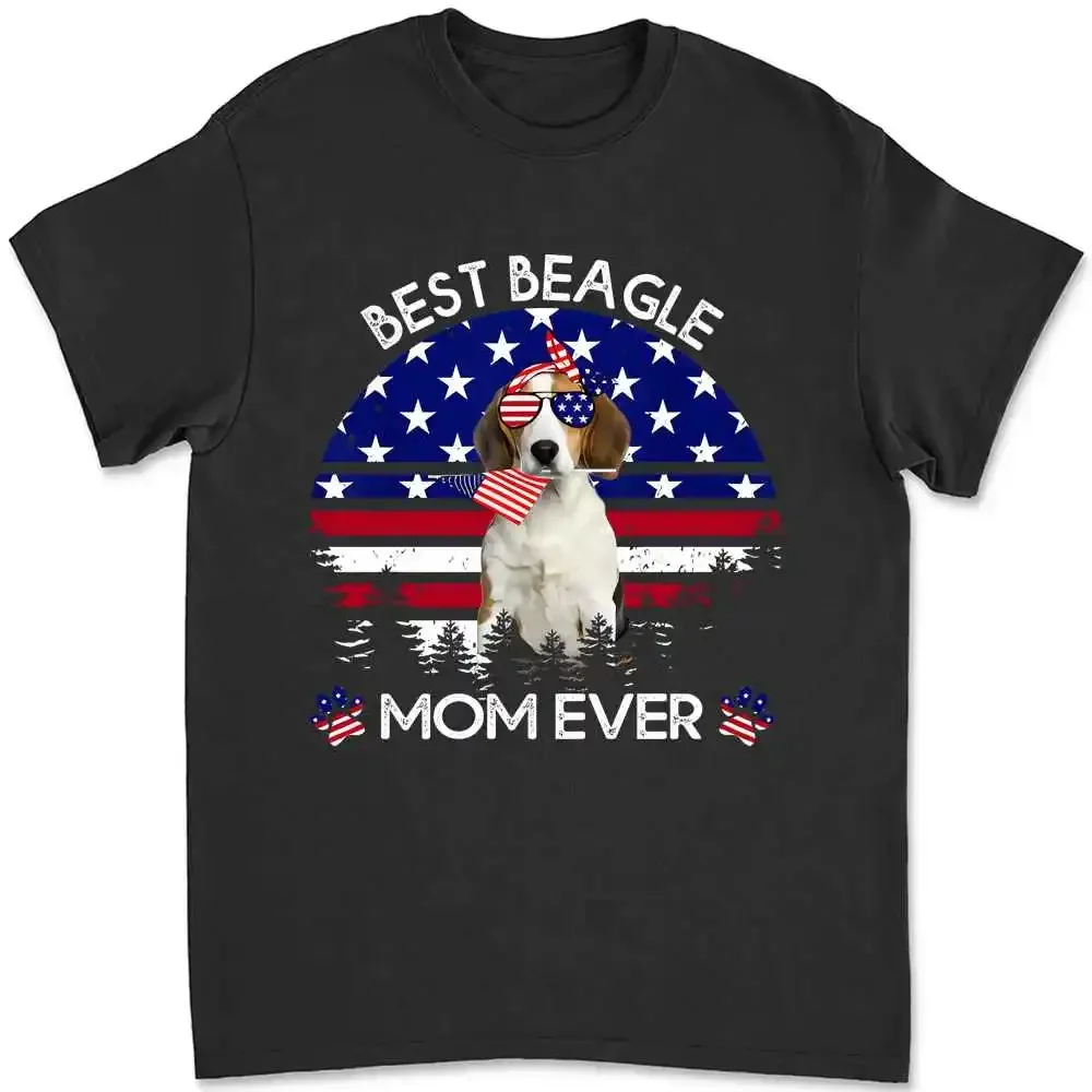 Best Beagle Mom Ever Vintage American Flag 4Th Of July T-shirt Tee 4V22