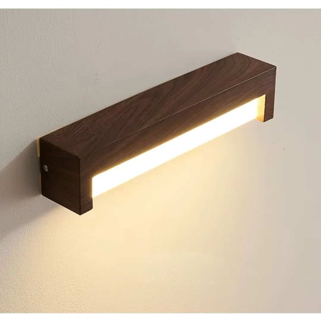 Creative walnut wood pattern LED wall lamp, wall lamp for the background of the living room, entrance wall lamp