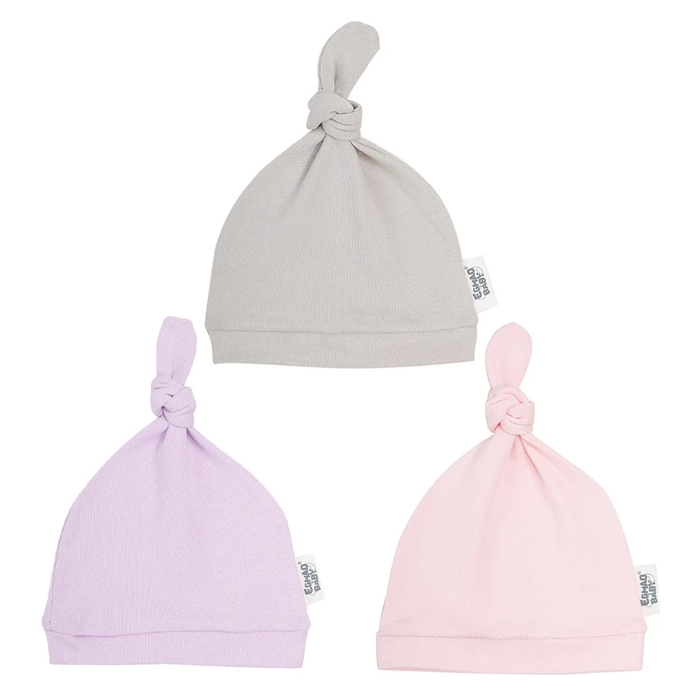 

Baby Cotton Hat Unisex Adorable Beanie Caps for Newborn Infants Knot Design Breathable Elastic Soft Skin Friendly