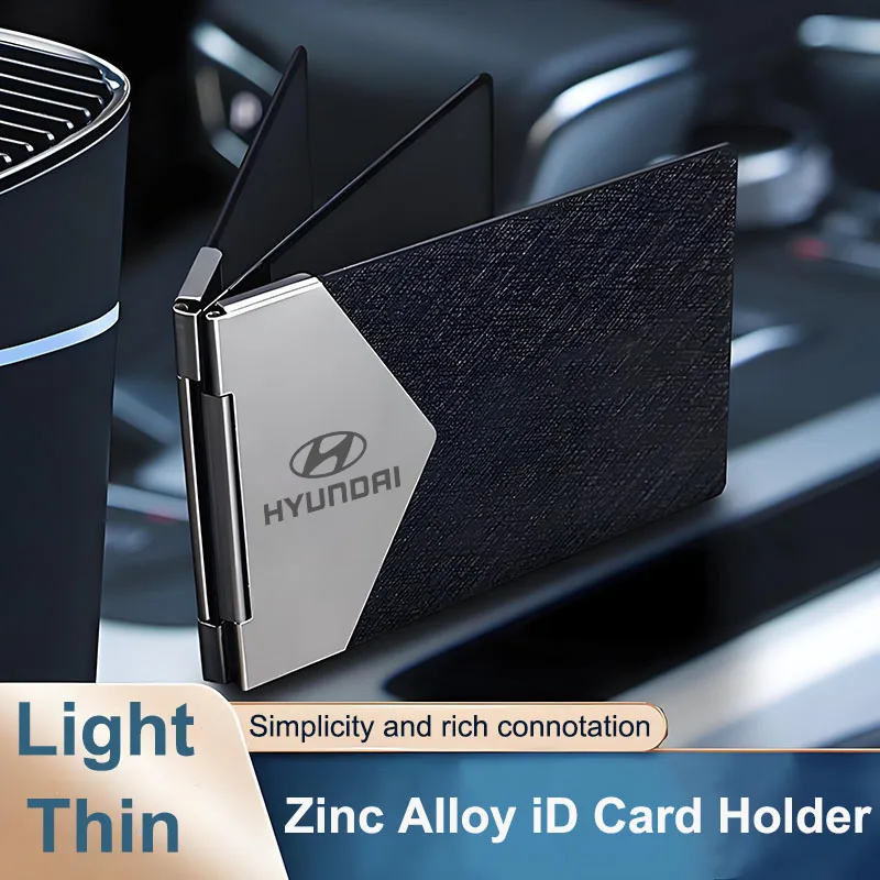حامل بطاقة رخصة قيادة السيارة من الألومنيوم حافظة ائتمان معرف رفيعة لسيارة Hyundai HB20 KONA i20 i10 IONIQ Elantra Palisade Sonata Grandeur