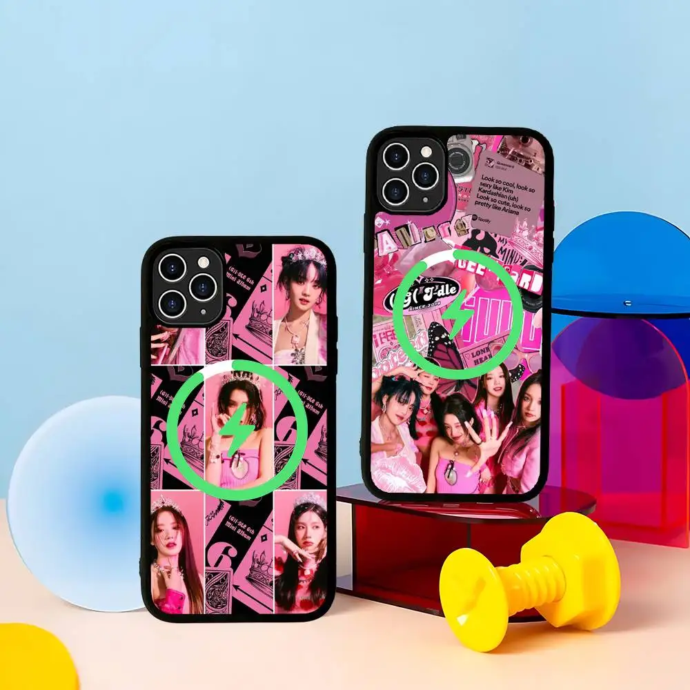 

Popular Kpop Group I-I D-Dle Black Magsafe Magnetic Phone Case For iPhone 13 14 15 11 12 16 17 Pro Max Plus Magsafe Magnetic She
