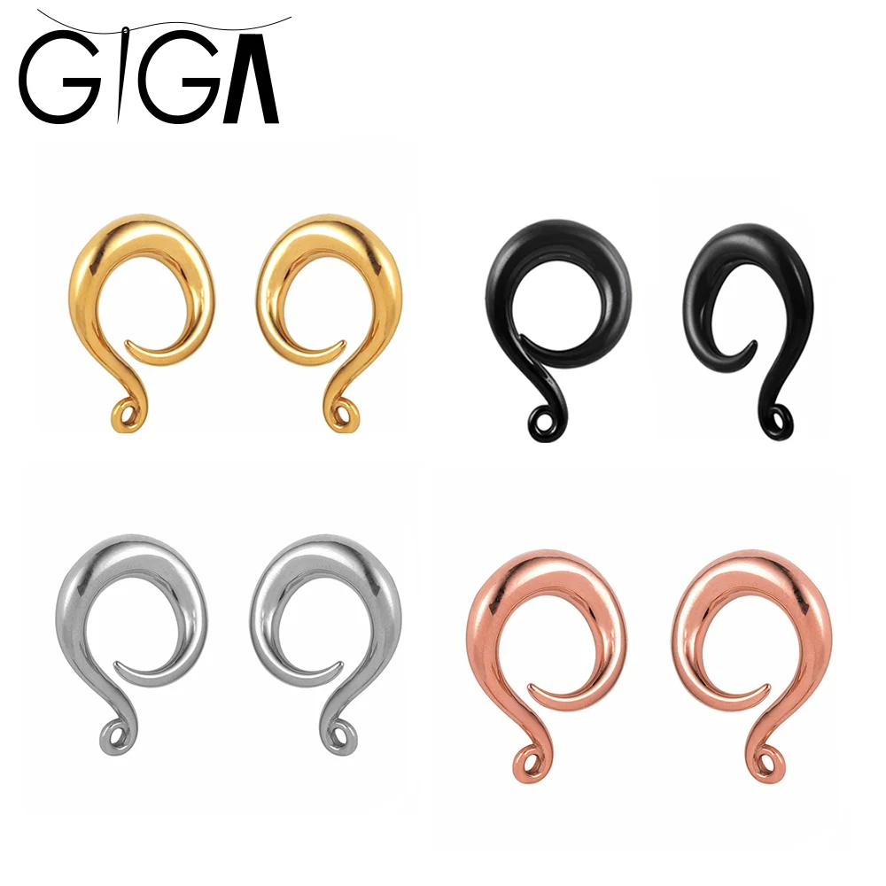 Giga 2PCS DIY Ear Hooks Stainless Steel Tunnel Plug Weighted Dangle Earrings，Suitable for ear stretching , body piercing jewelry