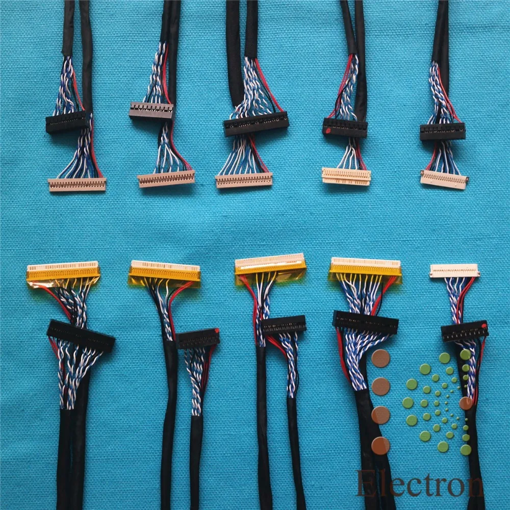 Kit de cabo universal lvds para tela lcd, 14 peças, suporte para cabo universal de led de 10 polegadas a 55 polegadas, placa de driver lcd conectada