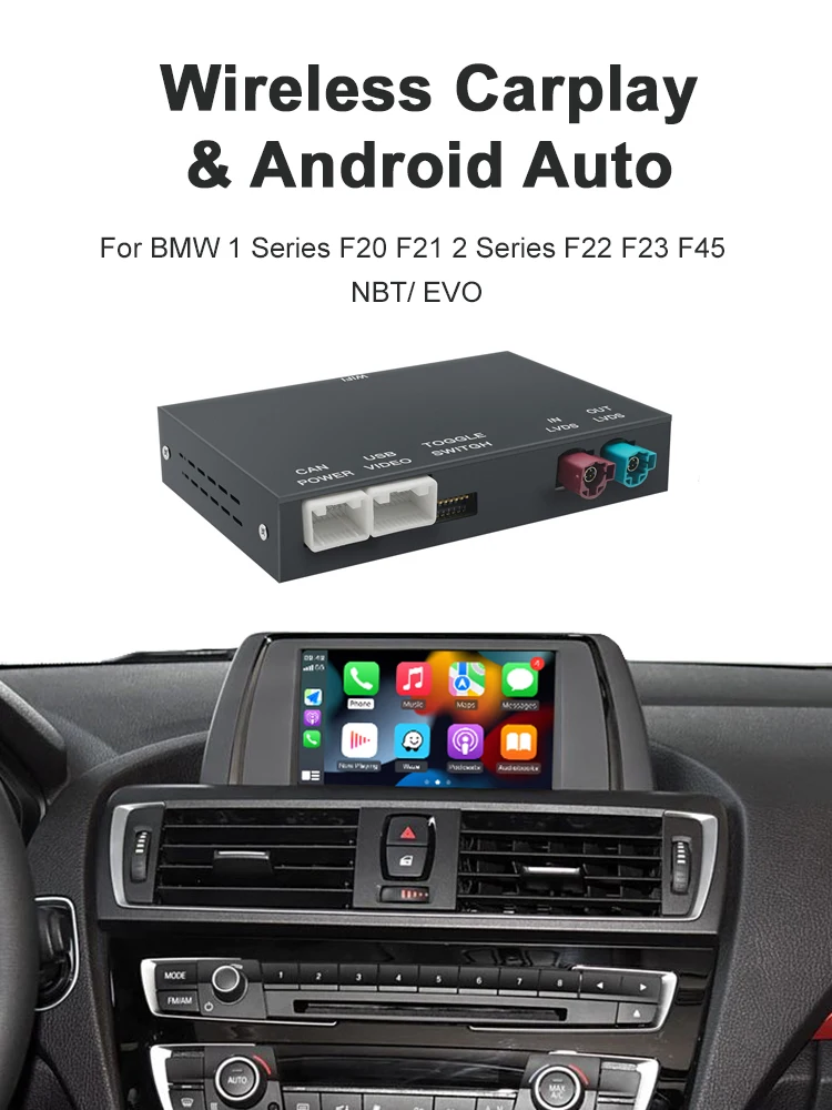 CarPlay sans fil Android auto pour BMW série 1 2 F20 F21 F22 F23 F45 2011-2020 NBT EVO avec caméra arrière MirrorLink Airplay