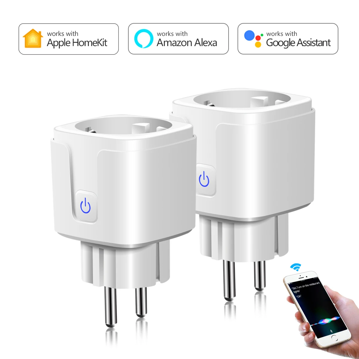 EU Homekit Smart WiFi Plug Adaptor 16A Remote Voice Control Power Socket Outlet Timing ,Share Device Work Apple Homekit For IOS