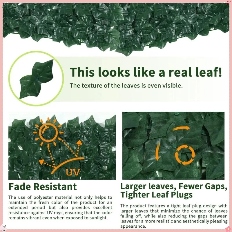 سياج الخصوصية اللبلاب الاصطناعي 39.4 × 354.3 بوصة - تحوط قابل للتوسيع مع روابط بسحاب لديكور الحديقة والزفاف #4