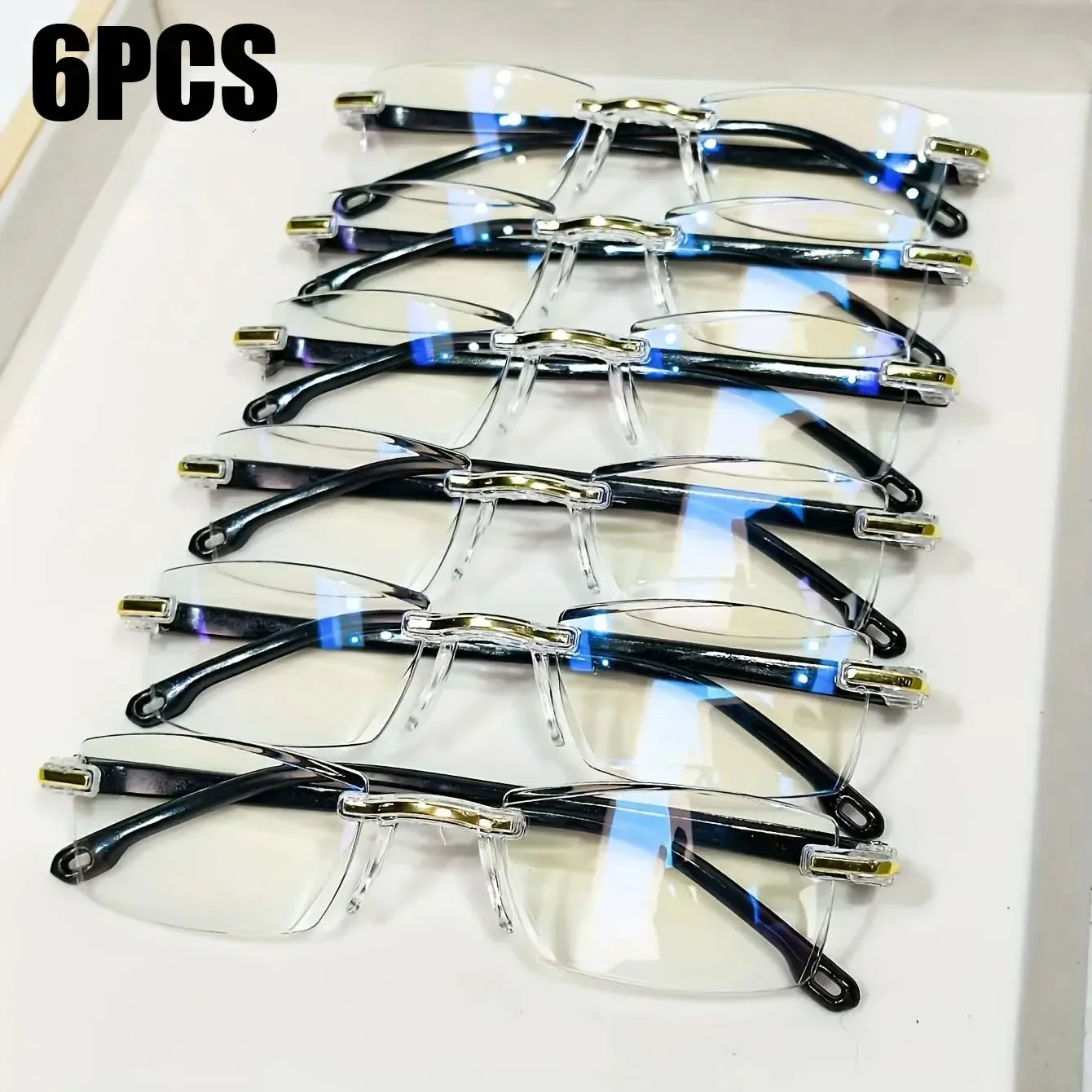 6PCS Ultralight Reading Glasses Men Women Rimless Blue Light Blocking Computer Glasses Vintage HD Lens Presbyopia Eyewear