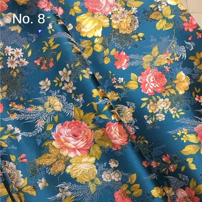 Brocade Jacquard Fabric By Meter for Skirts Dresses Sewing Plain Chinese Style Phoenix Peony Pattern Polyester Textile Thin Soft