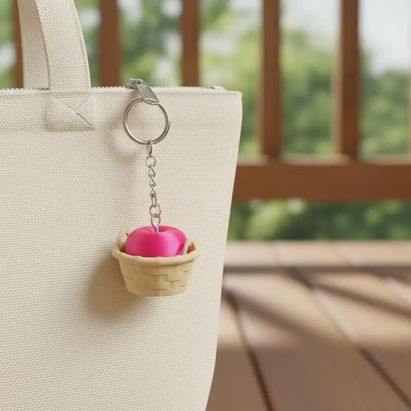 Mini-Klicker-Schlüsselanhänger, Fingerspitzenknopf, Cartoon-Simulations-Frucht-Schlüsselanhänger, niedliches Rucksackornament, Rucksackzubehör – Detail 3
