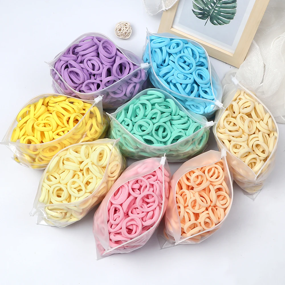 50/100PCS/Set Girls Small 3cm Elastic Hair Bands Colorful Children Nylon Scrunchie Headband Kid Ponytail Holder Hair Accessories