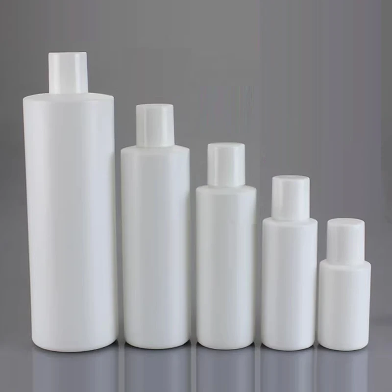 12pcs 100ml 200ml 300ml 400ml 500ml 1000ml White Cylinder Shape PE Plastic Bottles With Screw Cap Lotion Cream Pump Mist Sprayer